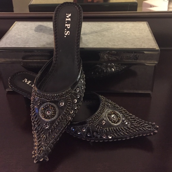 Embellished black heels