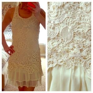 S - ivory lace chiffon dress