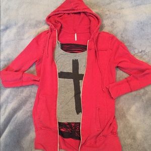 Dark red zip up hoodie