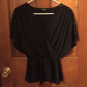 Express black size S blouse with sequin shoulders
