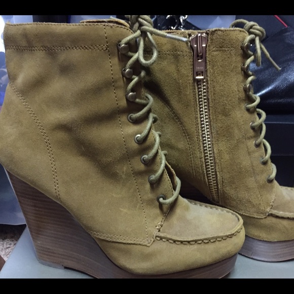 Coach Lianna Suede Zip Wedge Bootie Shoes - Picture 1 of 4