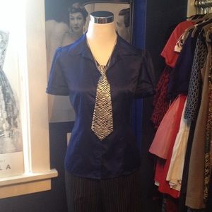 Blue Button Up Collared Shirt