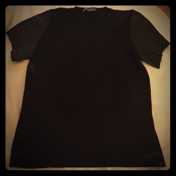 Vince wool t shirt with leather sleeves
