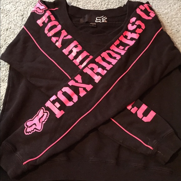 Pink & Black Wide Neck Fox Sweatshirt