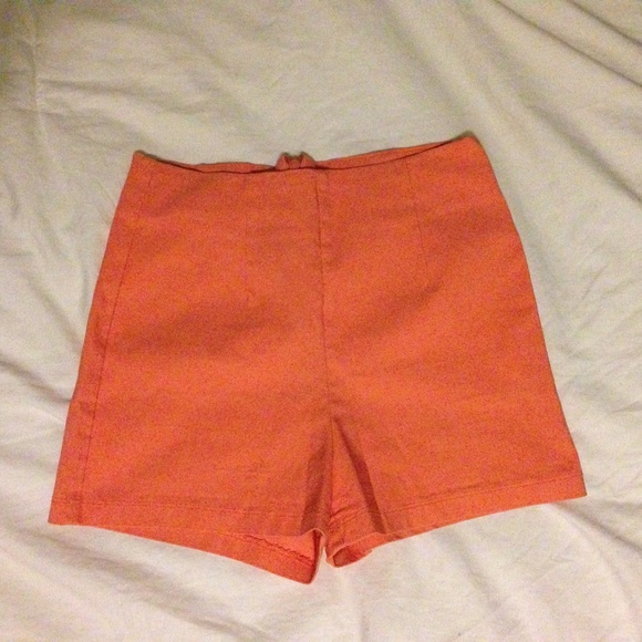 coral highwasted shorts