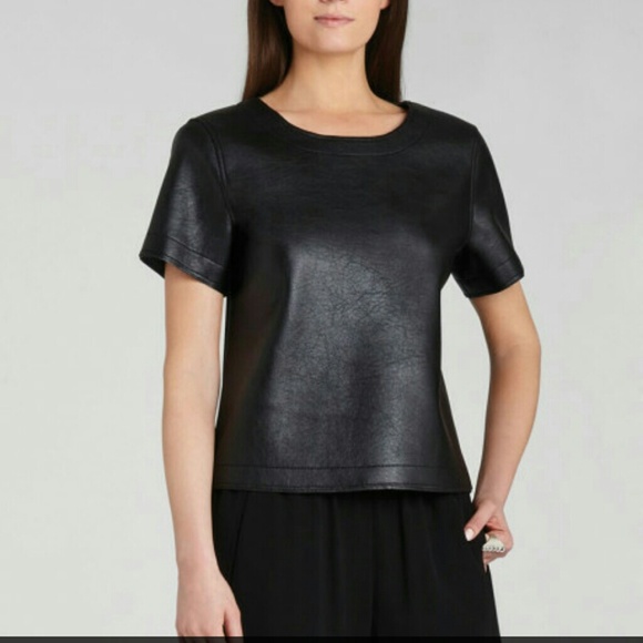 BCBGMaxAzria Tops - Leather square cut top