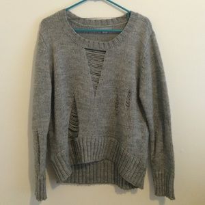 Distressed grey sweater