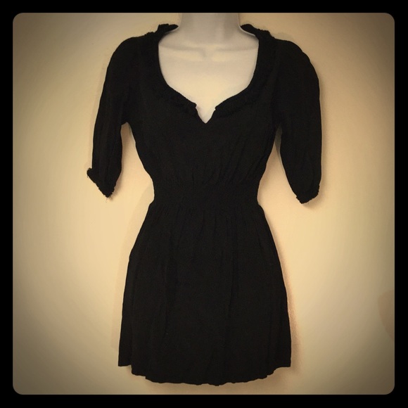 Black Smocked mini dress