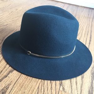 Janessa Leone-Blue/green Felt Hat-Gold Hardware