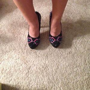 Black multi color studded platforms never worn