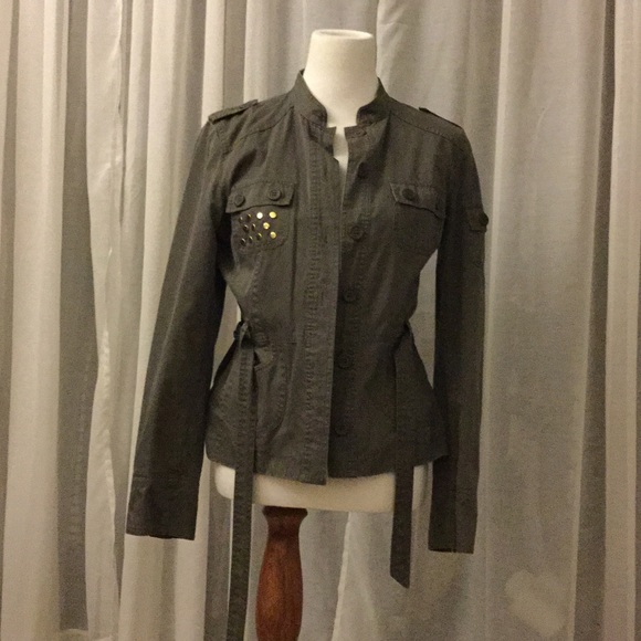 H&M Jackets & Blazers - Army green military jacket with stud detail