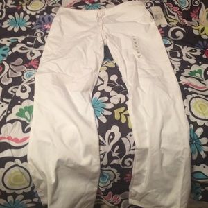 Nursing scrub white pants