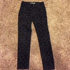 Black printed velour pants