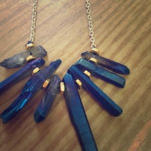 Handmade Blue Crystal Statement Necklace