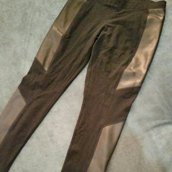 Express leggings with leather-like side trim