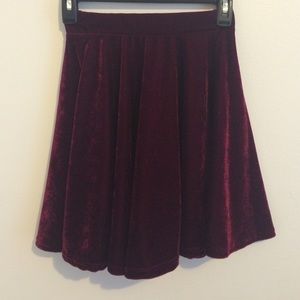 Maroon velvet skater skirt