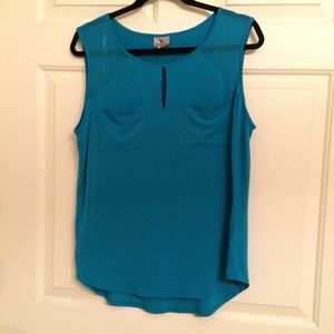 Worthington teal sleeveless blouse