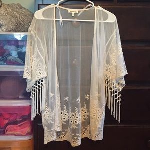 Sheer lace kimono