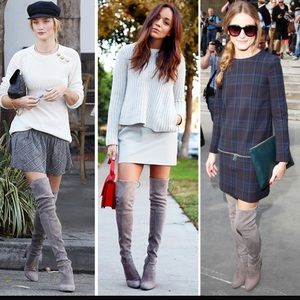 Stuart Weitzman: Highland Suede Boot-Gray