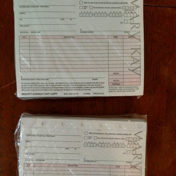 Mary Kay sales receipts