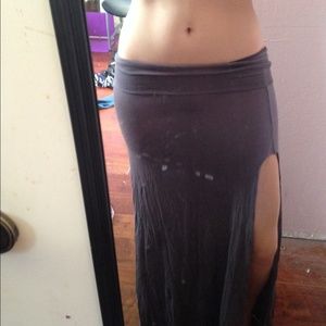 Grey Maxi Skirt with Side slit