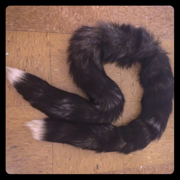 100% real fur silver fox tail scarf