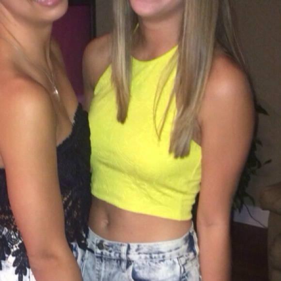 Bright yellow halter top