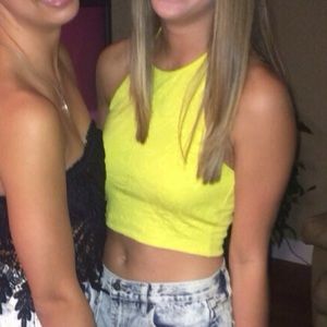 Bright yellow halter top