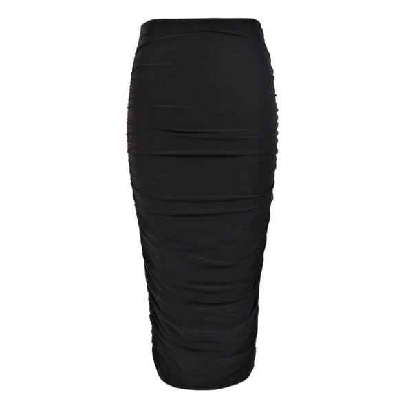 Black Rucked Midi skirt