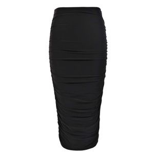 Black Rucked Midi skirt