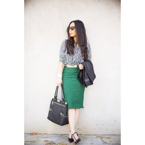 Nordstrom Green Stretch Pencil Skirt
