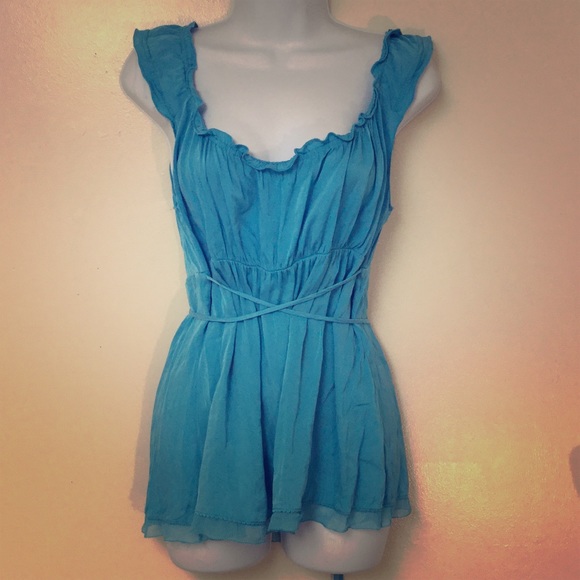 Blue silk blouse