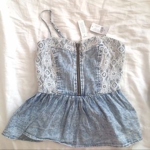 NWT Peplum top with lace