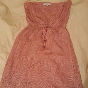 Soft pink strapless dress