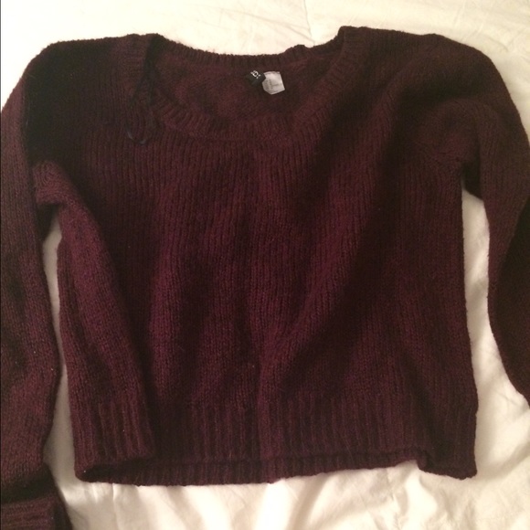 purple wool crop sweater