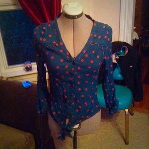 Polka dot button down