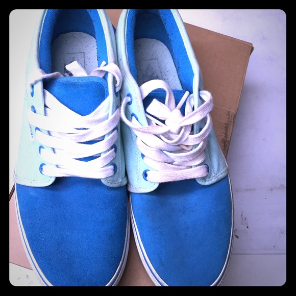 light blue and dark blue vans