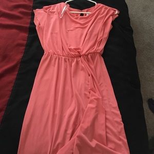 Coral dress open back