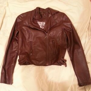 Mahogany faux leather jacket