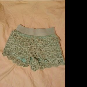 Mint green lace shorts