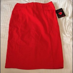 Red pencil skirt size xl