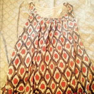 Fun patterned tank with lace back!