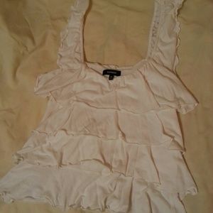 White ruffled tank top
