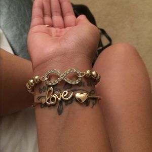 Gold love and eternity bracelets