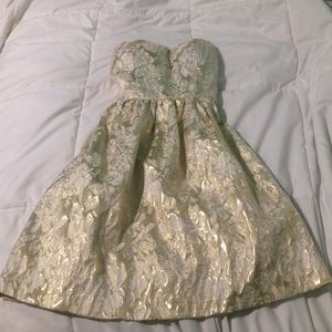 Gold floral mini dress