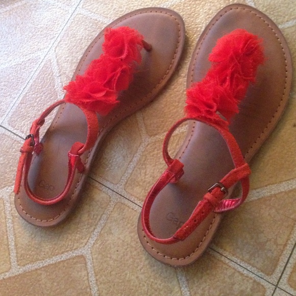 Red T-strip sandal