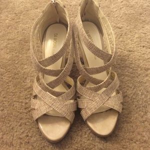 Woven ivory heels✨