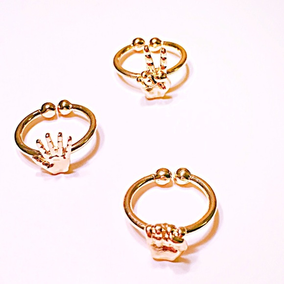 Starlet Fever Jewelry - ๐Gold RPS Hands Midi Ring Trio Starlet Fever Jewelry - ๐Gold RPS Hands Midi Ring Trio