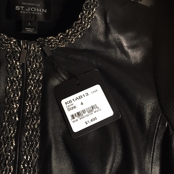 🚨SOLD🚨St. John Knits Leather Jacket - Picture 3 of 3