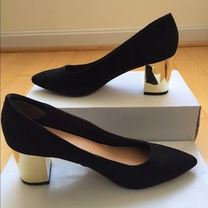 ASOS Black & Gold Heel Pumps- UK Size 6 (REPOST)